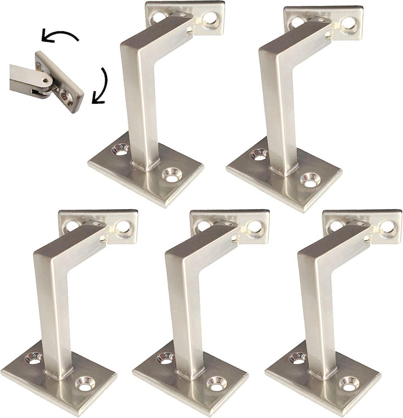 Langdoly 3-3/8" High Swivel Handrail Brackets for Staircase Stair Railing Heavy Duty Black Brackets with Screws (Pack of 5) (Satin Nickle) - Image 4